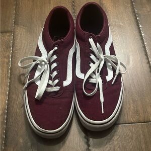 Vans Women’s Maroon Sneakers with White Accents